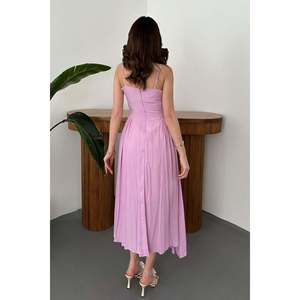 Vestido Largo Lila con Copas en el Busto - Lila - Product Image 5