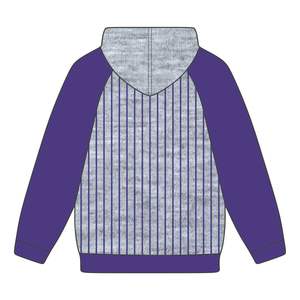 Pinstripes Design Premium Omega Fraternity Heather <b>Grey</b> Hoodie Purple Raglan Sleeves with Chenille Logo Divine Nine HBCU Apparel - Product Image 3