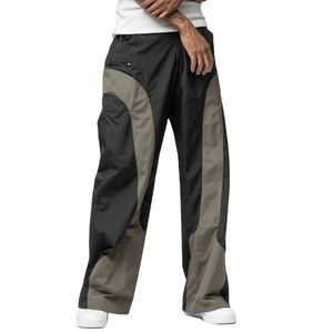 Men's <b>Waterproof</b> Cotton Track Pants Patchwork Elastic Waist Stacked Flare Sweatpants Custom High Quality Casual <b>Trousers</b> - Product Image 1