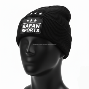 Gorro de punto de alta calidad para hombre, 280 GSM, tela acrílica gruesa, ajuste elástico cálido, parche con logotipo en relieve personalizado, gorro jacquard - Product Image 4