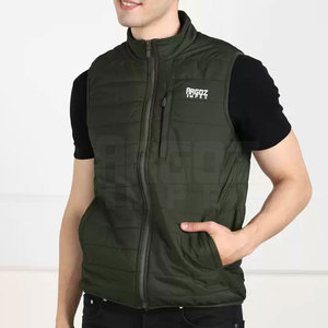 เสื้อแจ็คเก็ตพัฟเฟอร์สีพื้นลำลองสำหรับผู้ชาย แขนกุด ใส่ได้ในฤดูหนาว คอตั้ง มีโลโก้ด้านหน้า สไตล์สตรีทแฟชั่นใหม่ กันลม แห้งเร็ว - Product Image 2