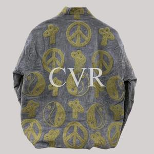 Manteau en velours à col mandarin, motif géométrique brodé, manches longues, vêtements d'extérieur décontractés pour femmes, automne, grande taille - Product Image 3