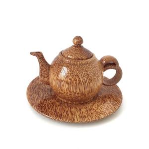 Vintage Coconut Wood Teapot Teacup <b>Set</b> Handmade Classic <b>Tea</b> <b>Set</b> With Wooden Teapots <b>Cups</b> and Serving Tray - Product Image 5