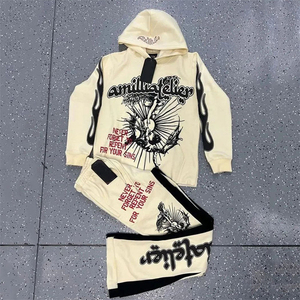 Ensemble de survêtement en molleton français personnalisé de haute qualité pour hommes, pantalon de survêtement en coton vintage, pantalon de survêtement évasé, streetwear pour le printemps - Product Image 3