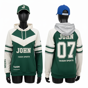 Sudadera de Entrenamiento de Fútbol Americano para Mujer, 320 GSM, Forro Polar de Poliéster de Alto Rendimiento, Cuerpo Morado, Paneles de Manga Negros, Logotipo Personalizado - Product Image 2