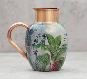 Peacock Design Copper Jug Set With Natural Antibacterial Properties Keep the Peacock Copper Jug Set Handy on Your <b>Desk</b> - Product Image 3