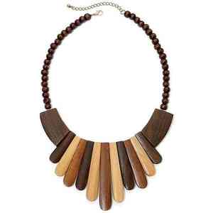 Mixed Shape Colored <b>Necklace</b> with Round Wooden <b>Beads</b> <b>Chunky</b> Fashion Strand for Wedding or Gift - Product Image 3