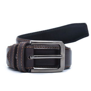 Manufacturer New Premium Cow Hide <b>Leather</b> <b>Belt</b> with Solid Square Buckle Vintage Style Durable Fashion Accessory - Product Image 5