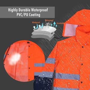 300D Oxford Impermeable Poliéster Ropa de Trabajo Construcción Chaqueta de Tráfico Alta Visibilidad Reflectante Seguridad Personalizable Antiestático - Product Image 5