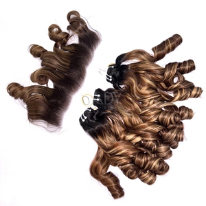 Cheveux vierges de haute qualité, mèches ombrées, couleur rebondissante, avec frontal et mèches pour faire des perruques - Product Image 1