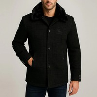 Manteau d'hiver élégant et chaud pour homme en mélange de laine tricoté, éco-responsable, à simple boutonnage et col rabattu, épais et de qualité supérieure