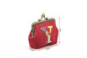 Bolsa de cáñamo de moda de Vietnam, cierre de prensa grande bordada con letra del alfabeto y encuadernación de cobre, al mejor precio, venta al por mayor - Product Image 2