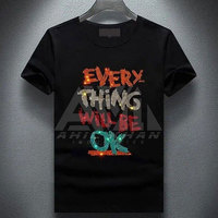 T-shirts pour hommes de taille adulte, couleur unie, personnalisables, de haute qualité, avec strass, polyester/coton, séchage rapide, respirant, coupe ample, col rond