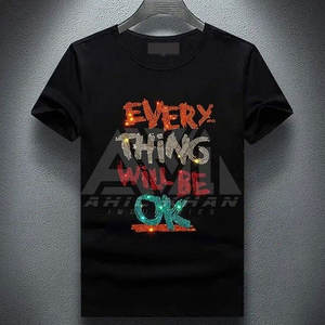 Camisetas de Hombre de Color Sólido, Talla Adulto, Personalizables, de Alta Calidad, con Pedrería, de Poliéster/Algodón, de Secado Rápido, Transpirables, de Corte Holgado, Estilo Urbano - Product Image 1