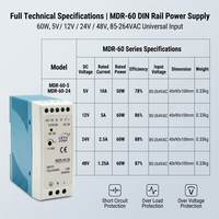 Alimentation à découpage sur rail DIN 60W 24V 12V 5V 48V Convertisseur AC/DC pour CCTV, PLC et contrôle industriel
