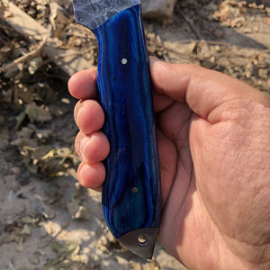 Cuchillo de Caza de Acero de Damasco Hecho a Mano con Funda de Cuero Premium, Cuchillo de Camping de Hoja Fija Personalizable para Supervivencia, Hoja Recta - Product Image 3