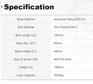 Pieds de nivellement en alliage d'aluminium robustes M24 * 150mm réglables pour la cuisine atelier extérieur chambre salon utilisation hospitalière - Product Image 3