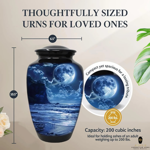 โกศเผาศพดวงจันทร์และแม่น้ำโกศอลูมิเนียมเคลือบสวยงามสวยงามสวยงามโกศในงานศพที่ระลึกที่ระลึกที่ระลึก - Product Image 2