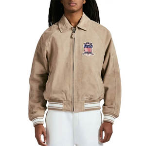 2025 chaqueta de invierno ODM High Street para hombre, piel de oveja, cuero PU con 100%, nuevo diseño de bordado, cuello levantado, mangas completas con capucha - Product Image 3