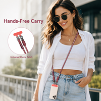 Cordon de téléphone long personnalisé Premium YiHong en nylon tressé, sangle bandoulière avec accessoires métalliques mats, patch de fixation pour téléphone 140 cm