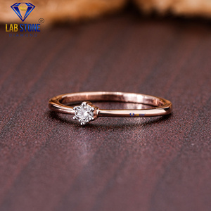 Lab-Stone Party Wear Anillo de diamantes 0,08 TDW Diamante de corte redondo 18kt Oro Rosa Color DE LA EF-VS - Product Image 2