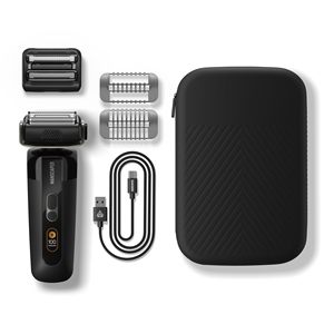 Afeitadora eléctrica USB-C para hombre con dos cabezales de cuchillas intercambiables, recortadora de barba de cuatro cuchillas suave, afeitadora Fa en alemán - Product Image 1