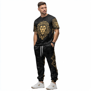 Personalizar sublimación camiseta chándal hombres nueva moda impresa camiseta verano pantalón dos piezas conjunto hombres sublimación camisetas - Product Image 1