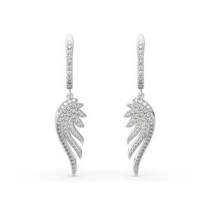Boucles d'oreilles pendantes Jeulia Light As a Feather en argent sterling à coupe ronde - Product Image 1