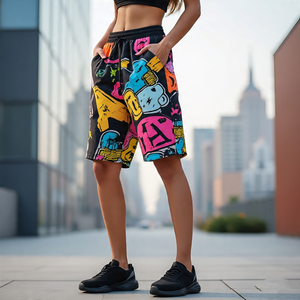 Streetwear pour femmes Shorts à sublimation Taille haute avec cordon de serrage Shorts imprimés d'été Ladies Jogging Wear Sublimation Shorts Femmes - Product Image 1