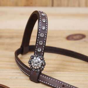 Trending Copper Rings Leather Horse Tack Set Headstall Breast Plate Genuine Leather Lightweight Seasonal Horse Ridding Equipment - Product Image 3