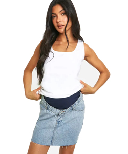 Falda vaquera de cintura alta Vintage, Faldas vaqueras de algodón para mujer, Falda vaquera envuelta a la moda - Product Image 3