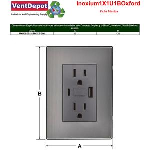 Wandsteckdose mit Platte, MXIXB-006, 10 Stück, USB A/USB C/Duplex-Kontakt, 110/125-250VAC, 15A, 50/60Hz, 5VDC, 3A - Product Image 4