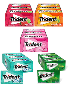 Chicle Fresh Burst T-rident, Sabor Duradero, Sin Azúcar, Paquete de 12 Piezas - Product Image 1