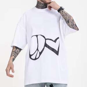 2025 Customized Black Color Printed T-<b>Shirts</b> High Quality 100%Cotton Fabric Round Neck Loose Fit Breathable T-<b>Shirt</b> For <b>Men</b> - Product Image 4