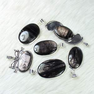 Colgante de piedras preciosas de hipersteno Natural, cabujones de moda para mujer, tamaño de forma mixta, lote de joyería al por mayor - Product Image 2