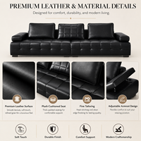 Canapé moderne en cuir véritable écologique avec assise matelassée, dossier réglable en éponge, en forme de L, idéal pour appartements et hôtels