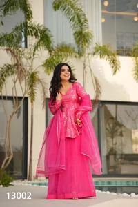 Indian Pakistani Beautiful Pretty <b>Organza</b> <b>Silk</b> Sharara Set Heavy Ethnic Wear Sharara Set Party Wedding Party Wear Set For Women - Product Image 4