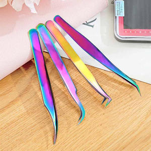 Pinzas para Extensión de Pestañas de Acero Inoxidable, Pinzas Profesionales para Pestañas con Decoración Dorada, Antiestáticas - Product Image 6