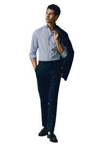 Chemises unies à manches longues et à col boutonné de haute qualité en polyester et coton pour hommes - Product Image 5