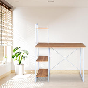 Escritorio para computadora Well Home de 100x49.5x75 cm en blanco y marrón haya con estanterías - Product Image 3