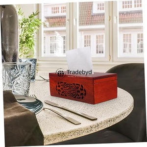 Caja de Pañuelos de Madera Tallada Ecológica, Portapañuelos Hecho a Mano Natural para Hogares Modernos Tradebyd - Product Image 1