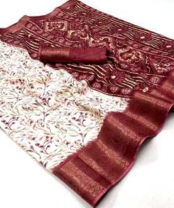 Prêt à Porter Saree avec Blouse en Coton et Dentelle - Product Image 1