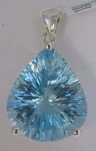 Colgante de Oro Rosa con Topacio Azul Cielo, Chapado en Rodio, con Circonitas Blancas, Estilo Religioso, Amuleto Metálico, Joyería - Product Image 1