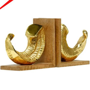 Elegant <b>Book</b> <b>Design</b> Golden Finished Bookends for Home Living Room - Product Image 5