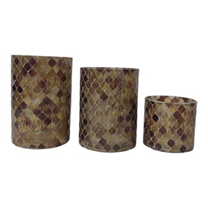 Formes de mosaïque décoratives pour la maison et le jardin Décoration artisanale pour le mariage et Noël Bougie brune Récipients en verre Lanternes et bocaux - Product Image 1