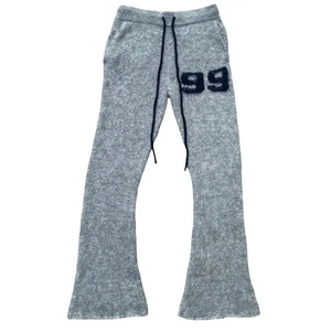 OEM High Quality Cotton Flared <b>Jogger</b> Pant String <b>Men's</b> Streetwear Custom Logo <b>Loose</b> <b>Fit</b> Flat Plain Dyed Casual Sweatpants - Product Image 2