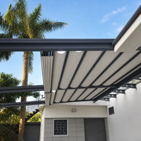Pergola rétractable murale à commande à distance, en aluminium, avec auvent LED, pare-soleil pour patio, jardin, balcon, terrasse, hôtel