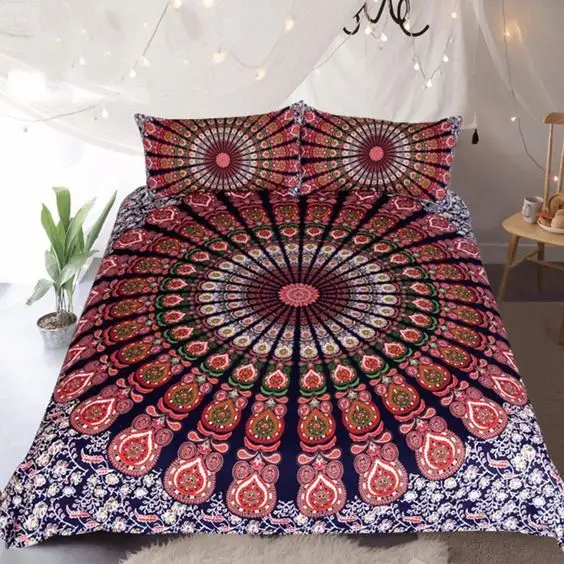 Indiase Mandala Hippie Dekbedden Bedekken Laken 2 Bijpassende Kussenslopen Boho Bed Set Wandtapijt Bedsprei Beddengoed Huis Kunst Etnische