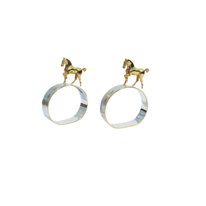 Elegant Gold Horse <b>Napkin</b> Rings Set Of 2 Deluxe Quality <b>Silver</b> Metal Table Decor <b>Napkin</b> Holder For Stylish Tableware Accessories - Product Image 1