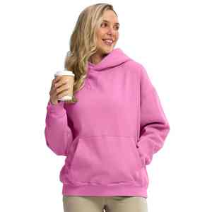 High Quality Women's Long <b>Velour</b> Oversized 100% Cotton <b>Hoodie</b> Quick Dry Breathable Drop Shoulder Customized Front Autumn Winter - Product Image 1